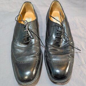 Mezlan Black Leather Textured Dress Shoes Oxford Derby Men Size 10